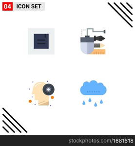 Group of 4 Flat Icons Signs and Symbols for layout, brain, mouse, pencil, productivity Editable Vector Design Elements
