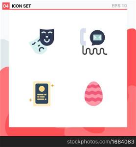 Group of 4 Flat Icons Signs and Symbols for mask, job application, communication, help, decoration Editable Vector Design Elements