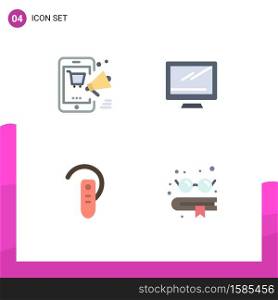 Group of 4 Flat Icons Signs and Symbols for promotion, pc, discount, monitor, bluetooth Editable Vector Design Elements