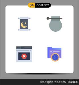 Group of 4 Flat Icons Signs and Symbols for ramadan, page, army, war, website Editable Vector Design Elements