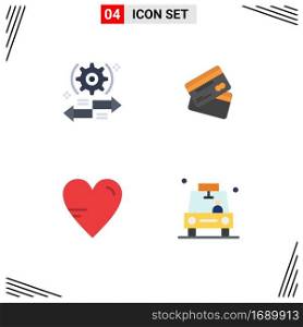 Group of 4 Flat Icons Signs and Symbols for setting, finance, left, business, shopping Editable Vector Design Elements