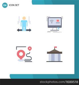 Group of 4 Flat Icons Signs and Symbols for user, smart, left, computer, route Editable Vector Design Elements