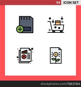 Group of 4 Modern Filledline Flat Colors Set for add, emarketing, devices, email campaign, analysis Editable Vector Design Elements