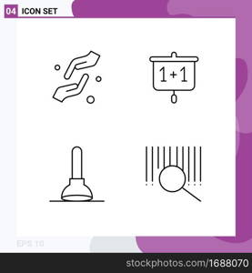 Group of 4 Modern Filledline Flat Colors Set for care, plunger, help, education, tool Editable Vector Design Elements