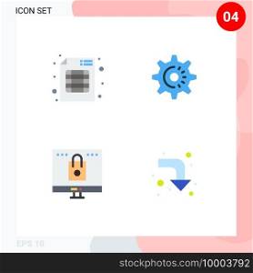 Group of 4 Modern Flat Icons Set for audit, computer, business, setting, shop Editable Vector Design Elements