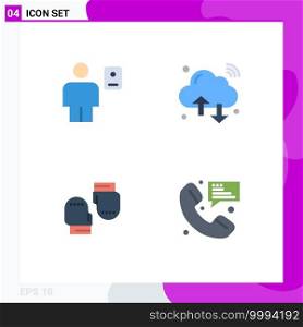 Group of 4 Modern Flat Icons Set for avatar, wifi, human, internet, glove Editable Vector Design Elements