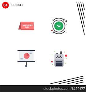 Group of 4 Modern Flat Icons Set for calendar, business, time, clock, strategy Editable Vector Design Elements