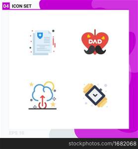 Group of 4 Modern Flat Icons Set for care, upload, medical, fathers day, accessory Editable Vector Design Elements