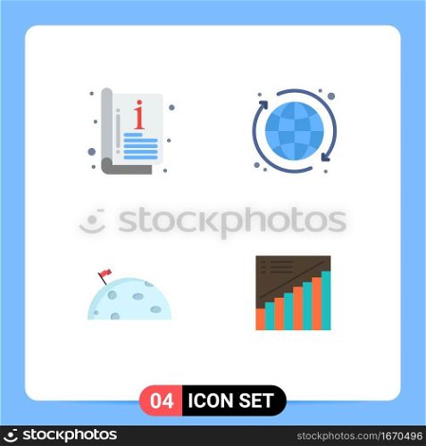 Group of 4 Modern Flat Icons Set for catalog, moon, template, internet, mars Editable Vector Design Elements