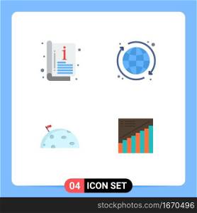 Group of 4 Modern Flat Icons Set for catalog, moon, template, internet, mars Editable Vector Design Elements