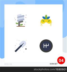 Group of 4 Modern Flat Icons Set for earth day, construction, environmental protection, costume, shovel Editable Vector Design Elements