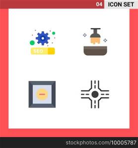 Group of 4 Modern Flat Icons Set for gear, product, beauty, salon, 5 Editable Vector Design Elements