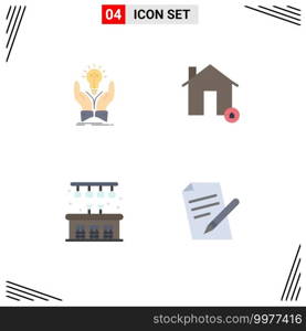 Group of 4 Modern Flat Icons Set for idea, real, share, estate, life Editable Vector Design Elements