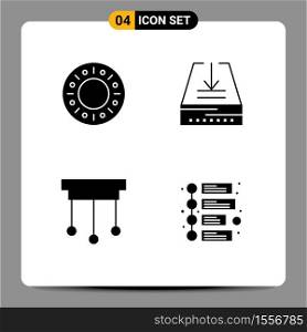 Group of 4 Modern Solid Glyphs Set for bakery, home, download, tray, advertisement Editable Vector Design Elements
