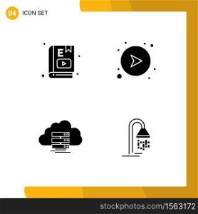 Group of 4 Modern Solid Glyphs Set for e book, cloud, learning, direction, computing Editable Vector Design Elements