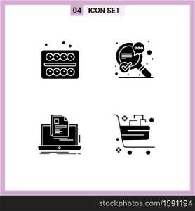 Group of 4 Modern Solid Glyphs Set for office, laptop, student, success, print Editable Vector Design Elements