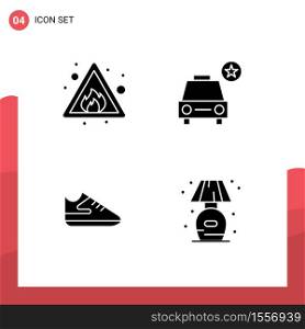 Group of 4 Solid Glyphs Signs and Symbols for alert, shoes, sign, star, home Editable Vector Design Elements