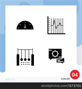Group of 4 Solid Glyphs Signs and Symbols for dashboard, gymnastics, progress, patient, ring Editable Vector Design Elements