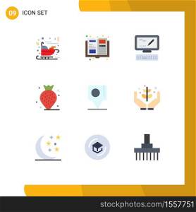 Group of 9 Flat Colors Signs and Symbols for agriculture, flag, keyboard, chat, beach Editable Vector Design Elements