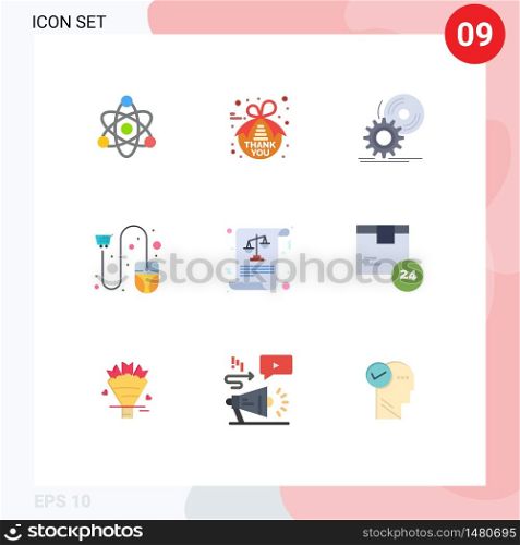Group of 9 Flat Colors Signs and Symbols for balance, mouse, disc, ecommerce, cart Editable Vector Design Elements