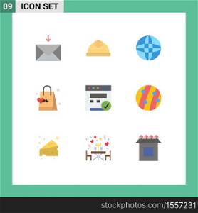 Group of 9 Flat Colors Signs and Symbols for dandruff, seo, internet, browser, fathers day Editable Vector Design Elements