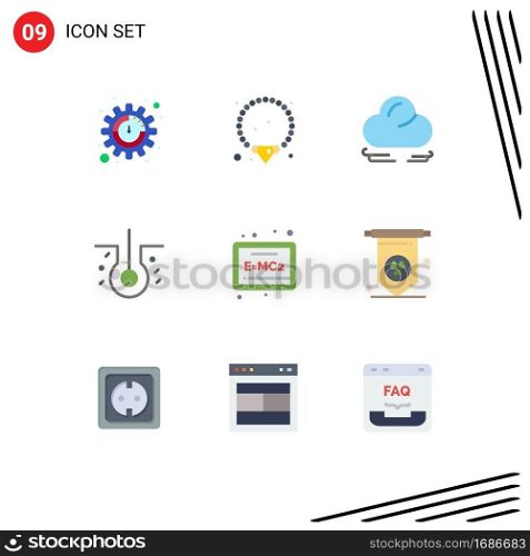 Group of 9 Flat Colors Signs and Symbols for energy, ireland, crescent, formula, board Editable Vector Design Elements