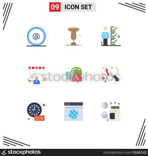 Group of 9 Flat Colors Signs and Symbols for geometrical, skills, checklist, personal skills, man Editable Vector Design Elements
