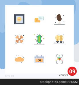 Group of 9 Flat Colors Signs and Symbols for learn, biology, meat, traumatology, health Editable Vector Design Elements