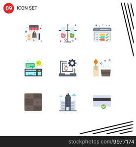 Group of 9 Modern Flat Colors Set for c, keyboard, analysis, device, chat Editable Vector Design Elements