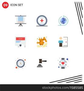 Group of 9 Modern Flat Colors Set for honey, paper, global business, message, advertising Editable Vector Design Elements