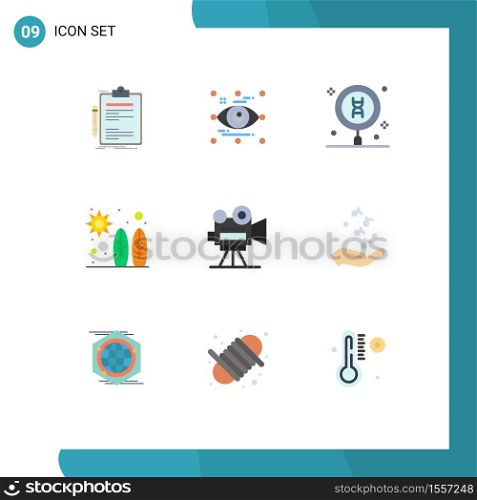 Group of 9 Modern Flat Colors Set for surf, beach, look, search, laboratory Editable Vector Design Elements