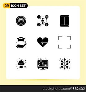 Group of 9 Modern Solid Glyphs Set for education, closet, talent, open, window Editable Vector Design Elements