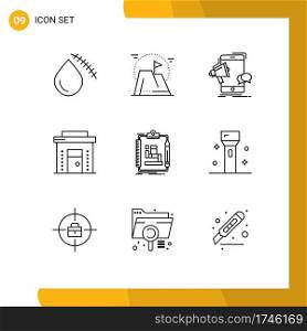 Group of 9 Outlines Signs and Symbols for ecommerce, business, mission, promotion, mobile Editable Vector Design Elements