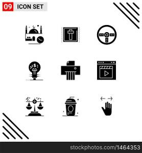 Group of 9 Solid Glyphs Signs and Symbols for device, fintech, sign, finance, wheel Editable Vector Design Elements