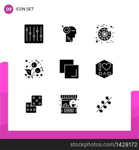 Group of 9 Solid Glyphs Signs and Symbols for layers, copy, halloween, cold, berries Editable Vector Design Elements