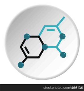 Group of atoms forming molecule icon in flat circle isolated on white vector illustration for web. Group of atoms forming molecule icon circle