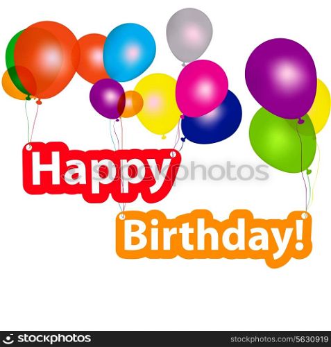 group of balloons with the words happy birthday. vector illustration
