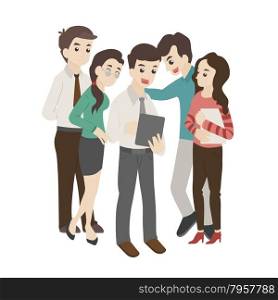 Group of business man and woman look at something on a tablet , eps10 vector format
