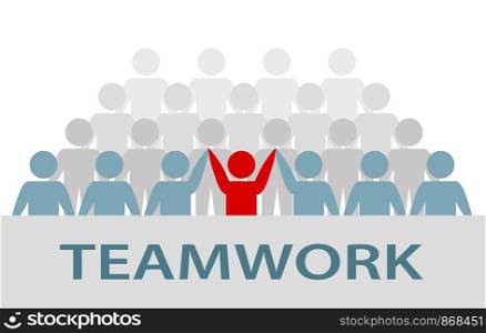Group of businessman and businesswoman people, teamwork art work banner, business team and teamwork concept, stock vector illustration in flat design