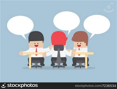 Group of businessmen brainstorming together at conference table, VECTOR, EPS10