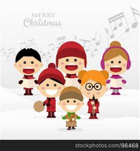 Group of children singing Christmas carols