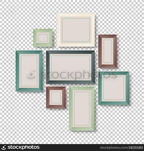 Group of Colorful Frames on Transparent Background
