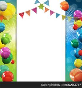 Group of Colour Glossy Helium Balloons Background. Set of Balloons and Flags for Birthday, Anniversary, Celebration Party Decorations. Vector Illustration EPS10 . Group of Colour Glossy Helium Balloons Background. Set of Balloons and Flags for Birthday, Anniversary, Celebration Party Decorations. Vector Illustration