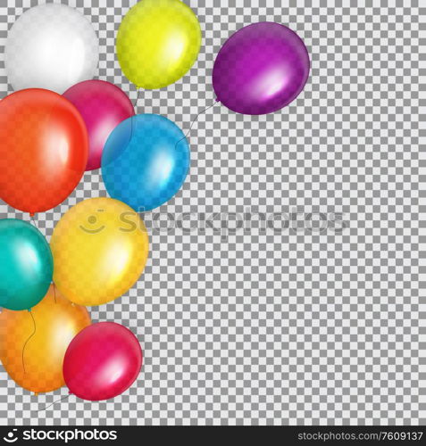 Group of Colour Glossy Helium Balloons Background. Set of Balloons for Birthday, Anniversary, Celebration Party Decorations. Vector Illustration EPS10. Group of Colour Glossy Helium Balloons Background. Set of Balloons for Birthday, Anniversary, Celebration Party Decorations. Vector Illustration