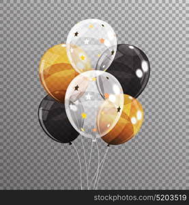 Group of Colour Glossy Helium Balloons Isolated on Transparent Background. Vector Illustration EPS10. Group of Colour Glossy Helium Balloons Isolated on Transparent B