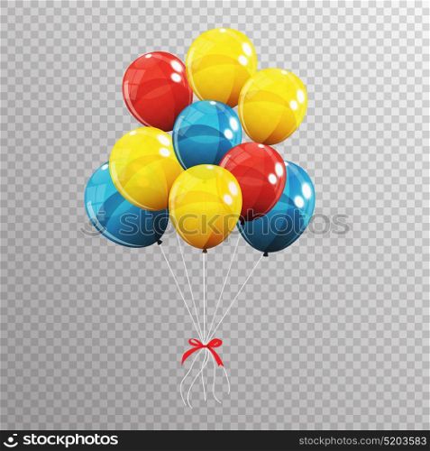 Group of Colour Glossy Helium Balloons Isolated on Transparent Background. Vector Illustration EPS10. Group of Colour Glossy Helium Balloons Isolated on Transparent B