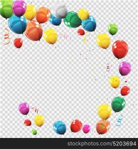 Group of Colour Glossy Helium Balloons Isolated on Transperent Background. Set of Balloons for Birthday, Anniversary, Celebration Party Decorations. Vector Illustration EPS10. Group of Colour Glossy Helium Balloons Isolated on Transperent Background. Set of Balloons for Birthday, Anniversary, Celebration Party Decorations. Vector Illustration