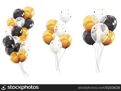 Group of Colour Glossy Helium Balloons Isolated on White Background. Vector Illustration EPS10. Group of Colour Glossy Helium Balloons Isolated on White Backgro
