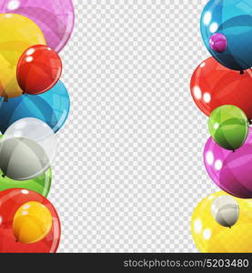 Group of Colour Glossy Helium Balloons with Blank Page Isolated on Transparent Background. Vector Illustration EPS10. Group of Colour Glossy Helium Balloons with Blank Page Isolated