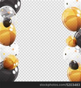 Group of Colour Glossy Helium Balloons with Blank Page Isolated on Transparent Background. Vector Illustration EPS10. Group of Colour Glossy Helium Balloons with Blank Page Isolated